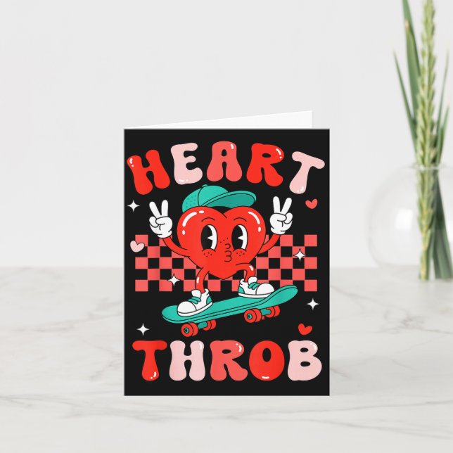 Retro Groovy Heart Throb Valentines Day Toddlers B Kort (Framsida)