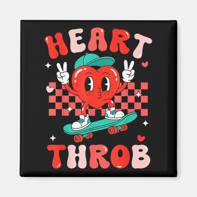 Retro Groovy Heart Throb Valentines Day Toddlers B Magnet (Framsidan)
