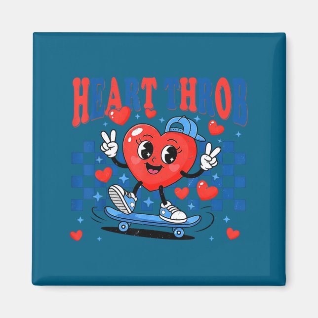 Retro Groovy Heart Throb Valentines Day Toddlers B Magnet (Framsidan)