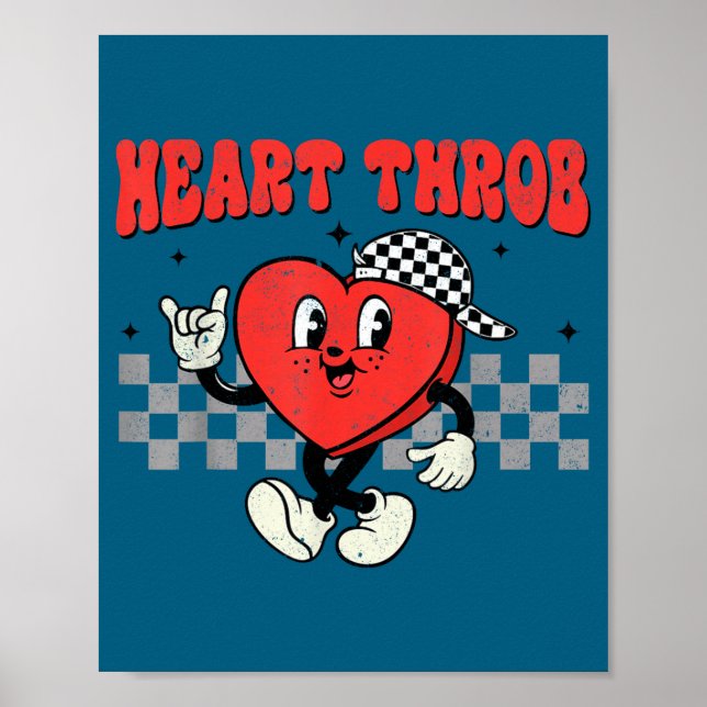 Retro Groovy Heart Throb Valentines Day Toddlers B Poster (Framsidan)
