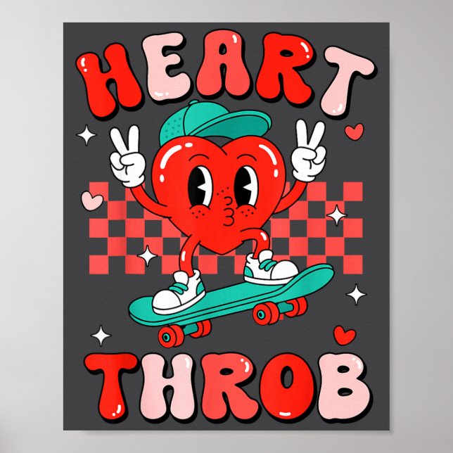 Retro Groovy Heart Throb Valentines Day Toddlers B Poster (Framsidan)