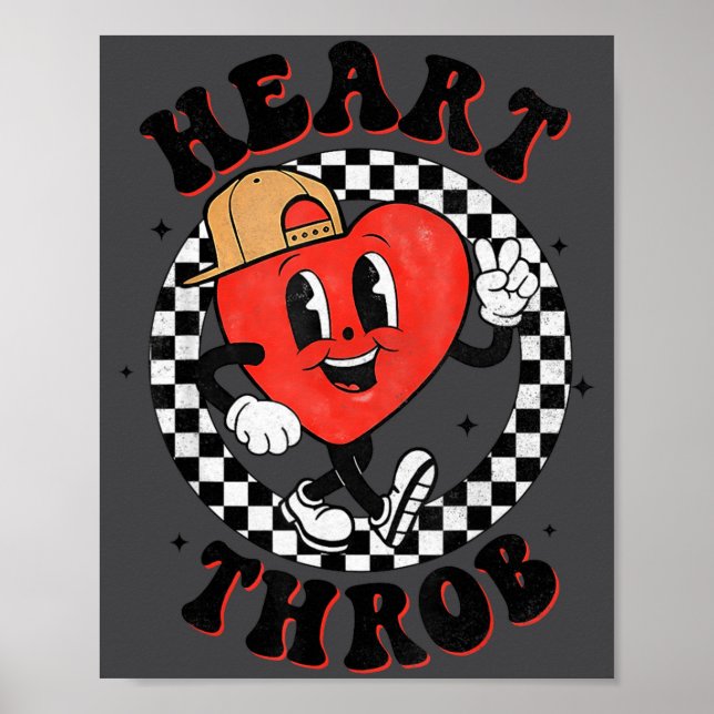 Retro Groovy Heart Throb Valentines Day Toddlers B Poster (Framsidan)
