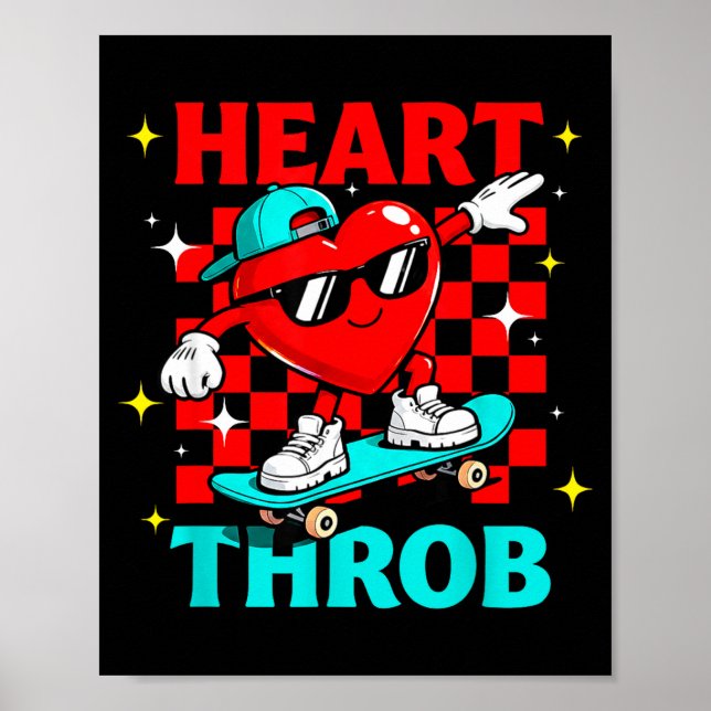 Retro Groovy Heart Throb Valentines Day Toddlers B Poster (Framsidan)