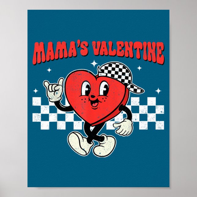 Retro Groovy Heart Throb Valentines Day Toddlers B Poster (Framsidan)