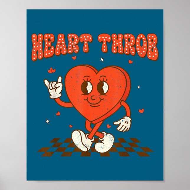 Retro Groovy Heart Throb Valentines Day Toddlers B Poster (Framsidan)