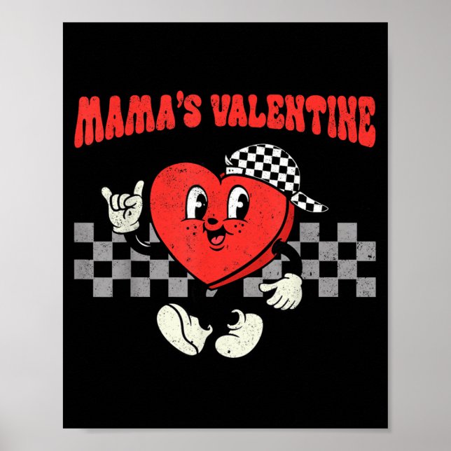 Retro Groovy Heart Throb Valentines Day Toddlers B Poster (Framsidan)