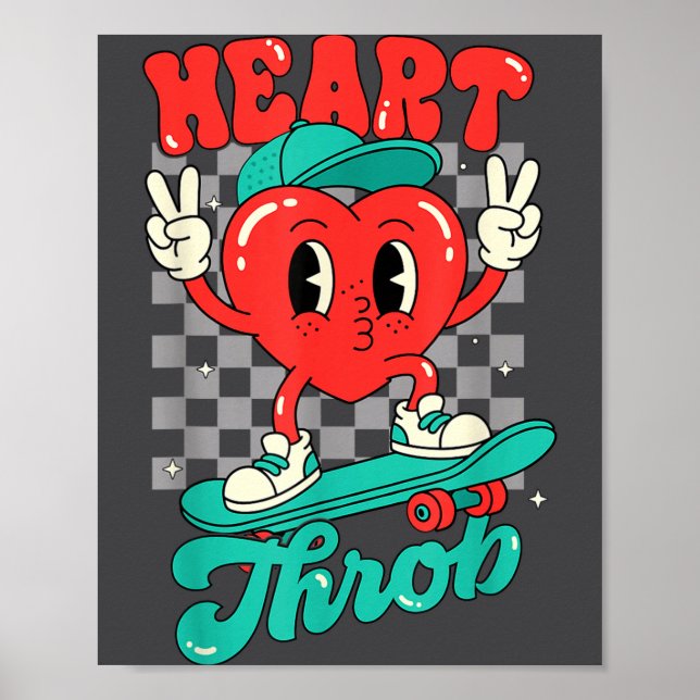 Retro Groovy Heart Throb Valentines Day Toddlers B Poster (Framsidan)
