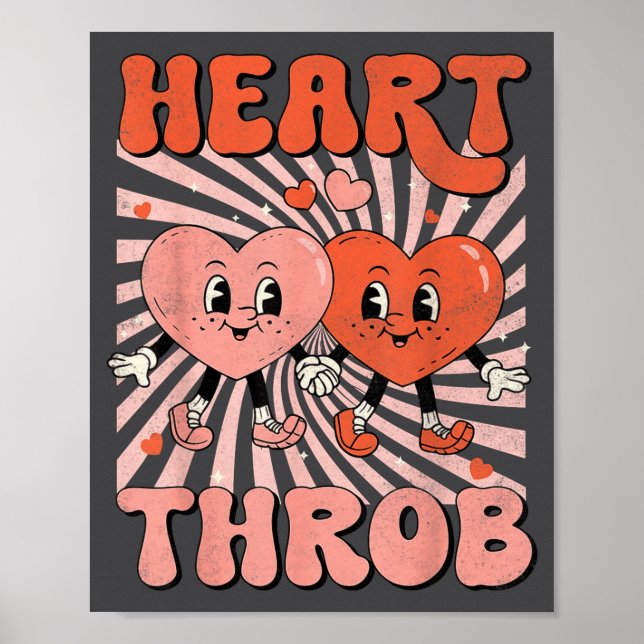 Retro Groovy Heart Throb Valentines Day Toddlers B Poster (Framsidan)