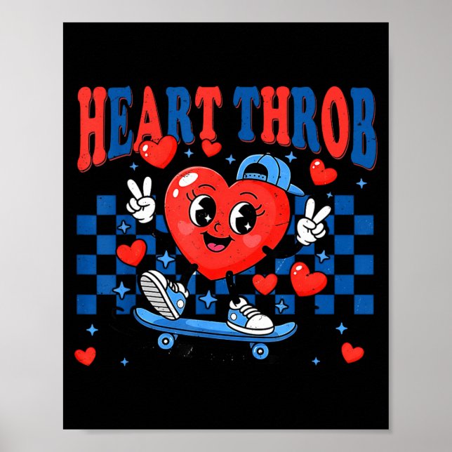 Retro Groovy Heart Throb Valentines Day Toddlers B Poster (Framsidan)