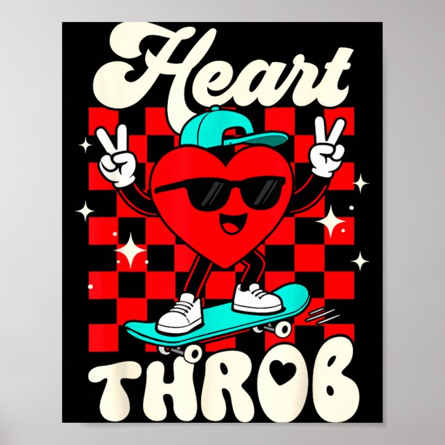 Retro Groovy Heart Throb Valentines Day Toddlers B Poster (Framsidan)