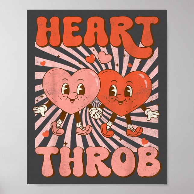 Retro Groovy Heart Throb Valentines Day Toddlers B Poster (Framsidan)