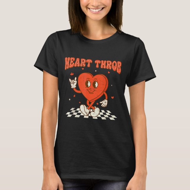 Retro Groovy Heart Throb Valentines Day Toddlers B T Shirt (Framsida)