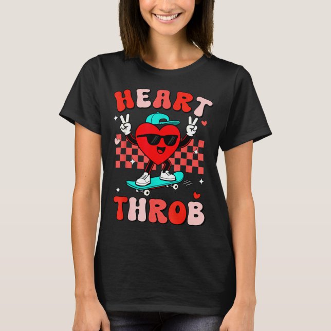 Retro Groovy Heart Throb Valentines Day Toddlers B T Shirt (Framsida)