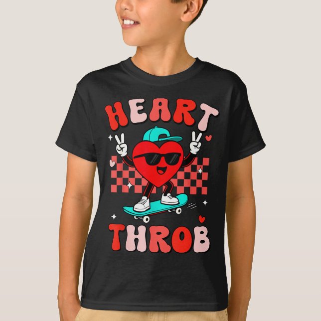 Retro Groovy Heart Throb Valentines Day Toddlers B T Shirt (Framsida)