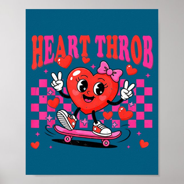 Retro Groovy Heart Throb Valentines Day Toddlers G Poster (Framsidan)