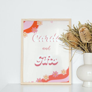 Retro groovy Heart Valentine Card & presentations- Poster