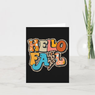 Retro Groovy Hej Fall Autumn Vibes Thanksgiving Kort