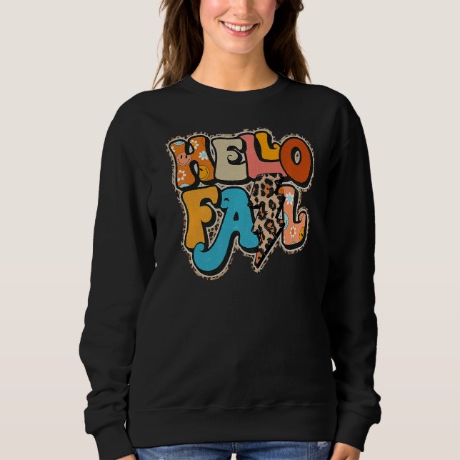 Retro Groovy Hej Fall Autumn Vibes Thanksgiving T Shirt (Framsida)
