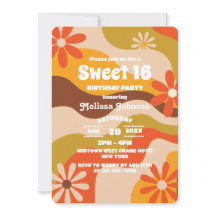 Retro Groovy Hippie Flower Sweet 16
