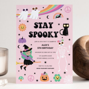 Retro Groovy Hippie Halloween Birthday-inbjudan Inbjudningar