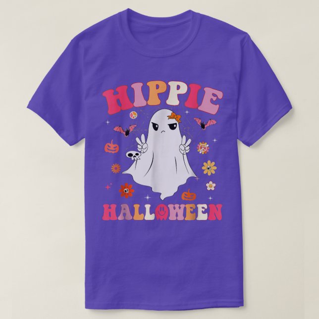 Retro Groovy Hippie Halloween Spooky Season Hösten T Shirt (Design framsida)