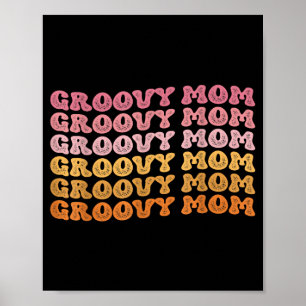 Retro groovy hippie mamma matchande familj mors da poster