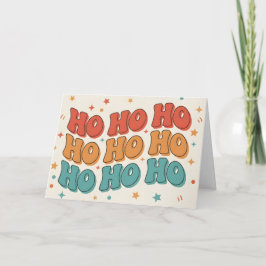 Retro Groovy Ho Ho Ho God Jul Helgkort