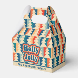 Retro Groovy Holly Jolly Geometriska Träd Anpassad Presentaskar