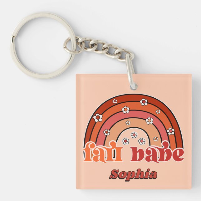 Retro Groovy Höst Babe Regnbåge med Prästkragar Hö (Framsidan)