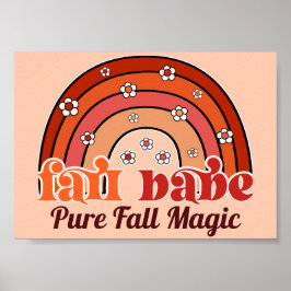 Retro Groovy Höst Babe Regnbåge med Prästkragar Hö Poster