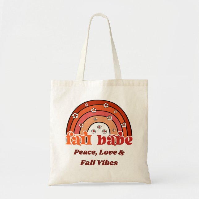 Retro Groovy Höst Babe Regnbåge med Prästkragar Hö Tygkasse (Framsidan)