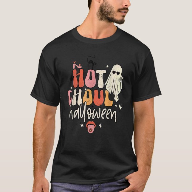 Retro Groovy Hot Ghoul Halloween Costumes Outfit T Shirt (Framsida)