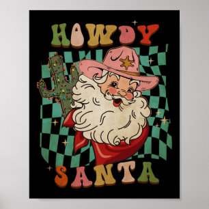 Retro Groovy Howdy Tomte Jul Cowboy Tomte Xm Poster