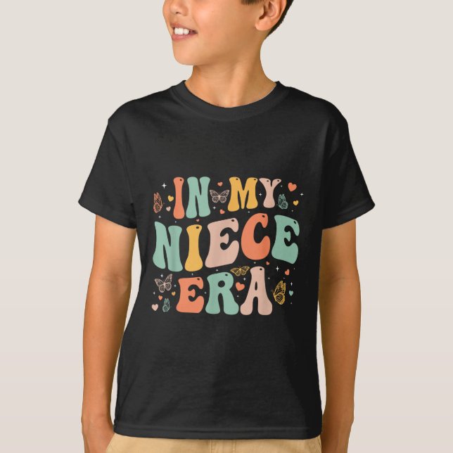 Retro Groovy In My Niece Era Mother's Day Kids Gir T Shirt (Framsida)