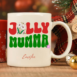 Retro Groovy Jolly Mumma Anpassat namn jul Mugg