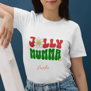 Retro Groovy Jolly Mumma Anpassat namn jul T Shirt