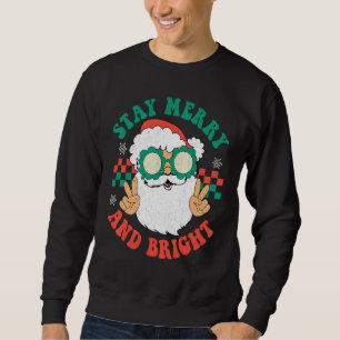 Retro Groovy jul Glad bli Ljus Hippie Sa Lång Ärmad Tröja