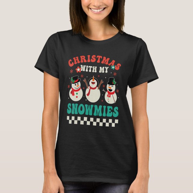 Retro Groovy-jul med mina snutar jul T Shirt (Framsida)