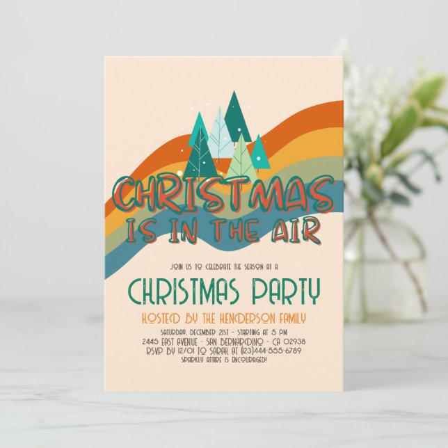 Retro Groovy - Julfest för julbudget Inbjudningar (Stående Fram)