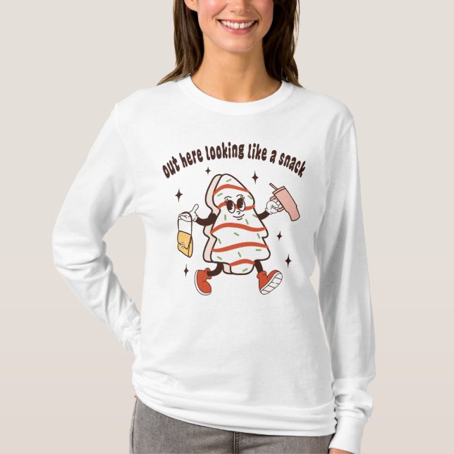 Retro Groovy Julgran Cake dip tumör T Shirt (Framsida)