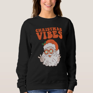 Retro Groovy julstämning Söt tomte jul T Shirt