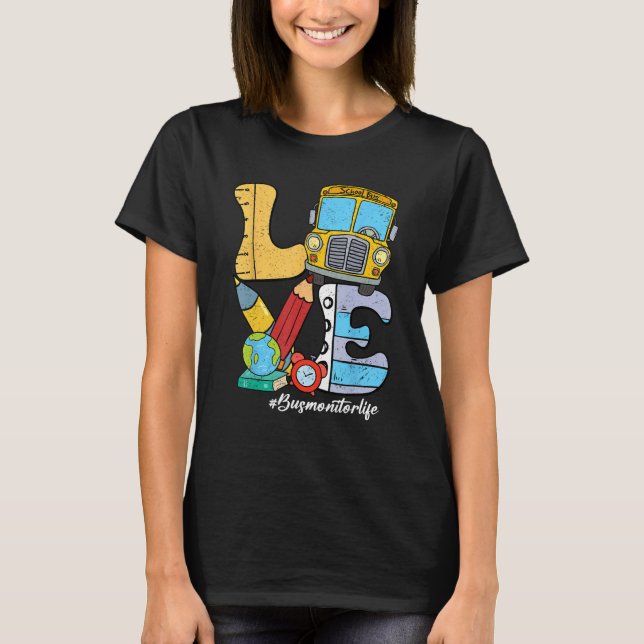 Retro Groovy KÄRLEK Buss Buss Life Monitor Life T Shirt (Framsida)