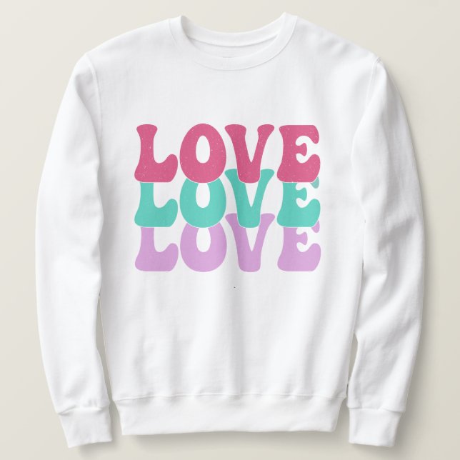 Retro Groovy Kärlek Valentine Rainbow Sweatshirt (Design framsida)