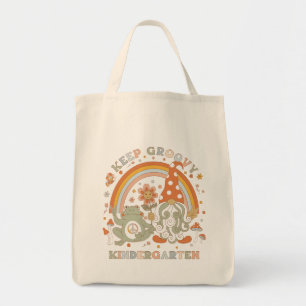 Retro Groovy Kindergarten Teacher Back to school Tygkasse