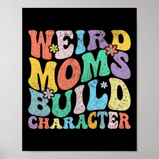 Retro Groovy Konstig Mammor Bygger Mor D Poster (Framsidan)