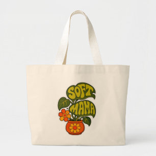 Retro Groovy Krukväxt "Mjuk Mamma" Typografi Jumbo Tygkasse