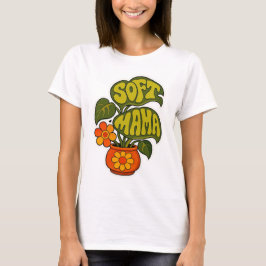 Retro Groovy Krukväxt "Mjuk Mamma" Typografi T Shirt