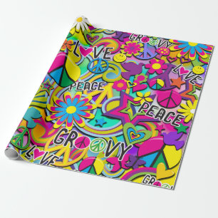 Retro Groovy KUL 60-tals Sixties Födelsedagsfest Presentpapper