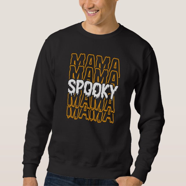 Retro Groovy Kuslig Mamma Fantastisk Mamma Hallowe Lång Ärmad Tröja (Framsida)