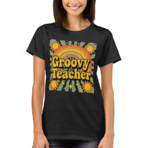 Retro Groovy Lärare T-shirt Kul Tillbaka till Skol